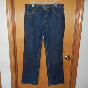 Baccini Wm Sz 14 Straight Leg Dark Jeans Zip Hi Rise Mom Pockets Belted Vintage